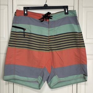 Patagonia Men’s Wavefarer 19" Shorts Size 33 Multicolored Stripe Surfers Beach